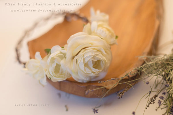 Evelyn Floral Crown • Natural Flower Crown • Grapevine Floral Headband • Wedding Headpiece • Maternity Crown • Flower Girl | Ready To Ship • by Sew Trendy