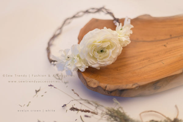 Evelyn Floral Crown • Natural Flower Crown • Grapevine Floral Headband • Wedding Headpiece • Maternity Crown • Flower Girl | Ready To Ship • by Sew Trendy