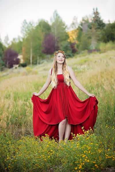 RTS | Kotryna Infinity Hi Low Gown • Hi Low Cocktail Dress • Infinity Maternity Gown • Maternity Cocktail Dress • Flutter Sleeve Top • Knit Hi Low Maternity Gown • Maxi Dress • Pregnancy Dress • by Sew Trendy