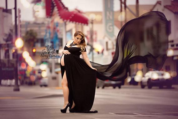 Kiara Gown • Short Sleeve Maternity Gown • Off The Shoulder Gown • Knit Maternity Gown • Maxi Dress • Pregnancy Dress • by Sew Trendy