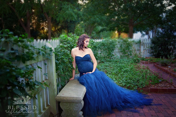 Celine Gown • Sweetheart Lace and Tulle Pregnancy Dress • Fitted Mermaid Style Maternity Gown • by Sew Trendy