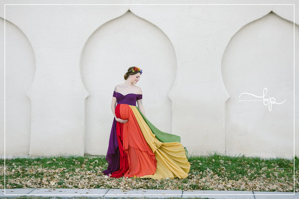 HOPE Gown {jewel tones} • Rainbow Baby Line • Rainbow Maternity Gown • Multi-layer Chiffon Dress • Maternity Dress • Chiffon Maternity Gown • Rainbow Pregnancy Gown • by Sew Trendy