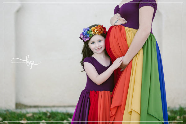 Evangeline Gown {jewel tones} • Rainbow Baby Line • Rainbow Girls Gown • Multi-layer Chiffon Dress • Girls Hope Dress • Chiffon Gown • by Sew Trendy