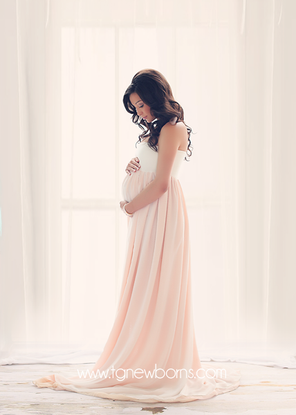 Miley Ombre Gown • Maternity Gown • Multi-layer Tiered Chiffon Dress • Split Front Maternity Dress • Chiffon Maternity Gown • by Sew Trendy