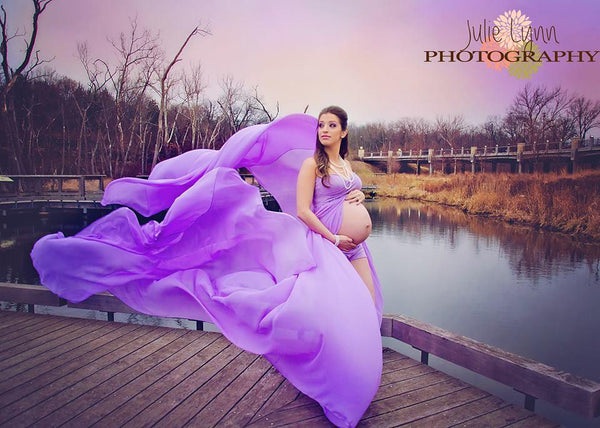 Rachel Gown • Long Flowing Gown • Butterfly Chiffon Gown • Sheer Maternity Gown • Sweetheart Maternity Gown • by Sew Trendy