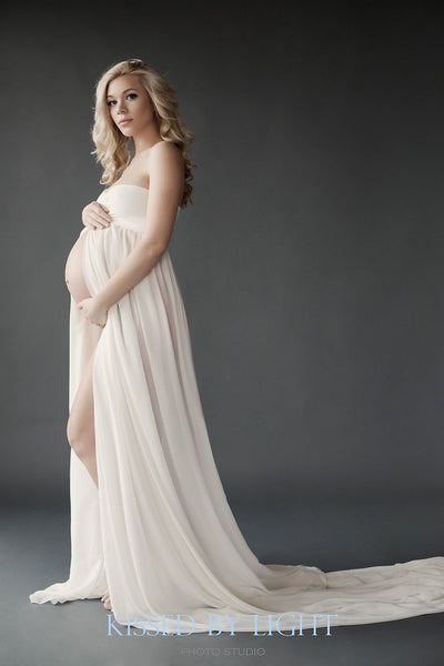 Rachel Gown • Long Flowing Gown • Butterfly Chiffon Gown • Sheer Maternity Gown • Sweetheart Maternity Gown • by Sew Trendy