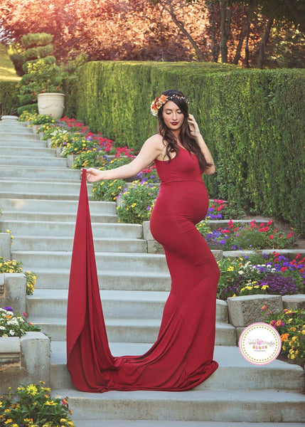 Anita Gown • One Shoulder Gown • Fitted Gown • Pregnancy Gown • Slim Fit Maternity Gown • Wedding Gown • Party Gown • Holiday Dress • by Sew Trendy