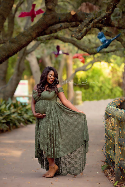 Berkeley Cocktail Dress • Hi Low Maternity Cocktail Dress • Lace Maternity Dress • Short Sleeve Maternity Dress • Knee Length Lace Maternity Gown • Slim Fit Maternity Gown • by Sew Trendy