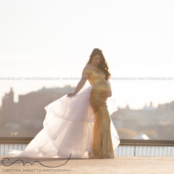 Elizabeth Gown • Couture Sequin Gown • Bridal Gown • Maternity Gown • Princess Tutu • Detachable Bustle Gown • by Sew Trendy