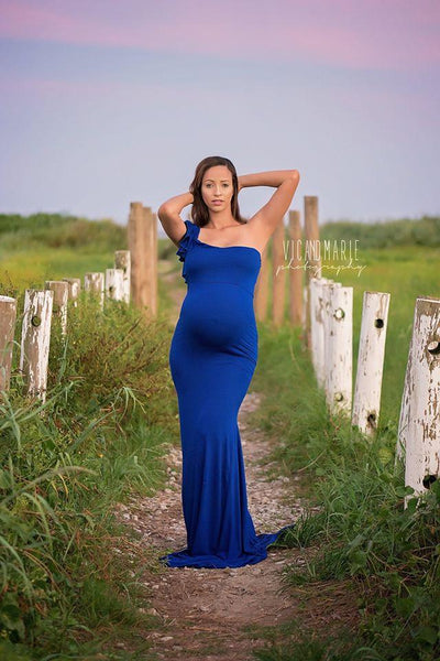 Vanessa Gown • One Shoulder Gown • Fitted Knit Gown • Pregnancy Gown • Slim Fit Maternity Gown • Wedding Gown • Party Gown • Holiday Dress • by Sew Trendy