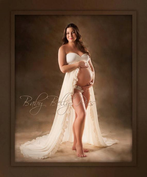 Rosalie Gown • Sheer Chiffon Maternity Gown • Sweetheart Style Ruffled Maternity Gown • by Sew Trendy