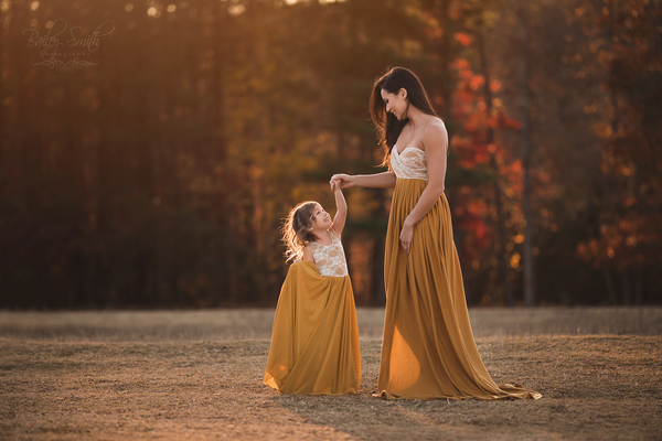 Mommy & Me Gown Set • Zoie & Zuri • Jersey Knit Empire Maternity Gown • Sweetheart Style Gown • by Sew Trendy