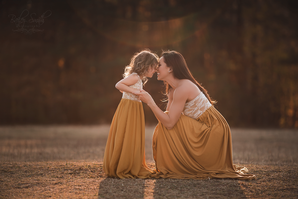 Mommy & Me Gown Set • Zoie & Zuri • Jersey Knit Empire Maternity Gown • Sweetheart Style Gown • by Sew Trendy