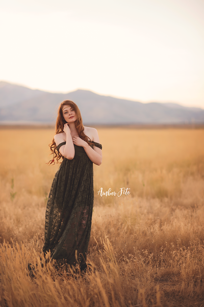 Bianca Gown • Droop Sleeve Maternity Gown • Sweetheart Maternity Gown • Lace Pregnancy Gown • Bridesmaid Dress • Senior Photo Shoot • by Sew Trendy