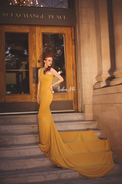 Anita Gown • One Shoulder Gown • Fitted Gown • Pregnancy Gown • Slim Fit Maternity Gown • Wedding Gown • Party Gown • Holiday Dress • by Sew Trendy