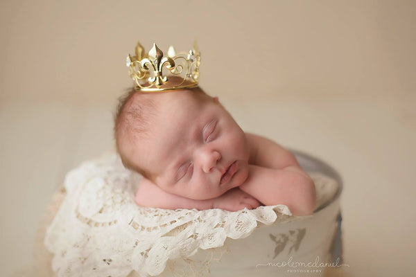 Phillip Fleur-de-Lis Crown • Newborn Crown • Gold • Silver | READY TO SHIP • by Sew Trendy