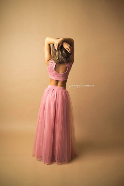 Callyn Tutu Set • Bridal Mesh Skirt and Keyhole crop • Maternity tutu • Princess Tutu • Photo Prop Tutu • by Sew Trendy