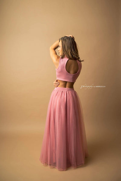 Callyn Tutu Set • Bridal Mesh Skirt and Keyhole crop • Maternity tutu • Princess Tutu • Photo Prop Tutu • by Sew Trendy