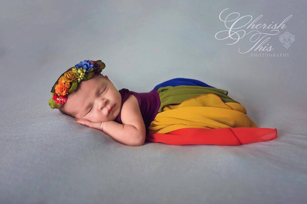 RTS: Destiny Gown Rainbow {jewel tones} Newborn Gown • Ready to Ship | by Sew Trendy