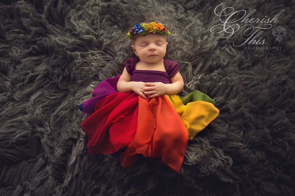 RTS: Destiny Gown Rainbow {jewel tones} Newborn Gown • Ready to Ship | by Sew Trendy