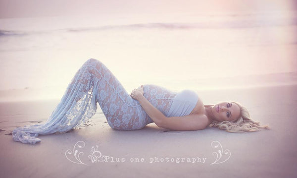 Siri Gown • Fitted Lace Maternity Gown • Maternity Dress • Lace Dress • Sheer Dress • Maternity Gown • by Sew Trendy