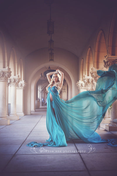 Rachel Gown • Long Flowing Gown • Butterfly Chiffon Gown • Sheer Maternity Gown • Sweetheart Maternity Gown • by Sew Trendy