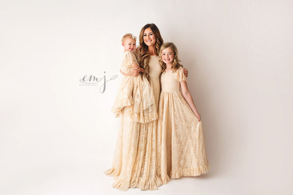 Josie Girls Gown • Lace Girls Gown • Girls Full Circle Gown • by Sew Trendy
