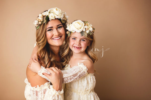 Mommy & Me Gown Set • Valerie & Katie Set • Lace Maternity Gown • Vintage Lace Dress • Maternity Lingerie Robe • Vintage Bohemian Dress • by Sew Trendy