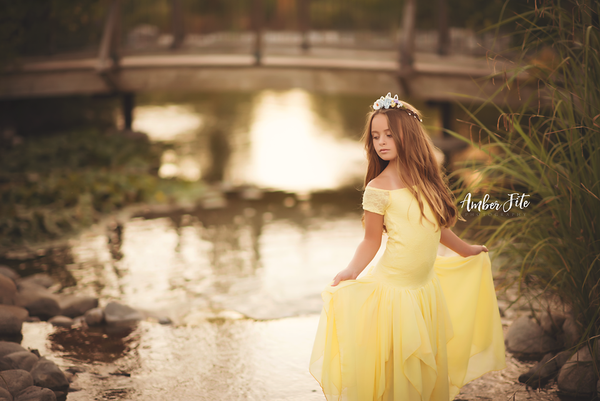 Sammie Gown • Lace Mermaid Style Gown • Chiffon Girls Dress • Flower Girl Gown• by Sew Trendy