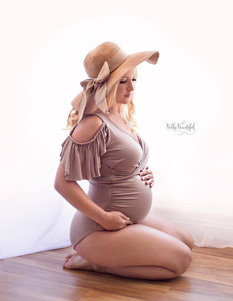 Sylvia Bodysuit • Peek-a-Boo Body Suit • Open Shoulder Bodysuit • Bodysuit Maternity Top • Maternity Bodysuit • Knit Bodysuit • Bodysuit with Snaps • by Sew Trendy