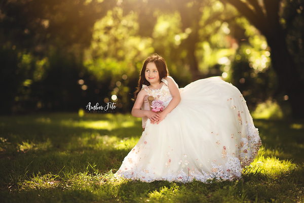 Delilah Girls Gown • Girls Couture Embroidered Tutu • Floral Tutu • Girls Corset Tutu • Girls Couture • Princess Photo Shoot • Flower Girl Dress • by Sew Trendy