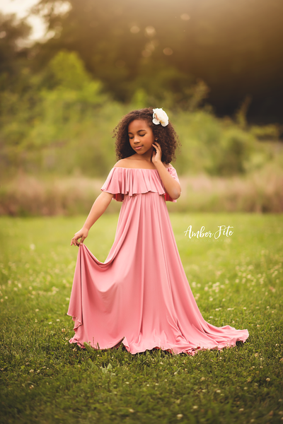 Carly Gown • Girls Boho Gown • Floor length flower Girls Dress • Girls maxi dress • by Sew Trendy