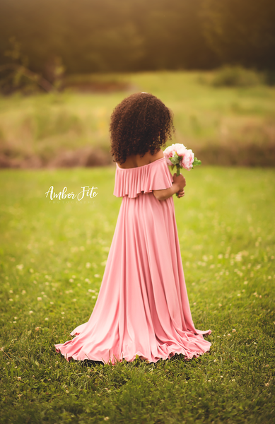 Carly Gown • Girls Boho Gown • Floor length flower Girls Dress • Girls maxi dress • by Sew Trendy