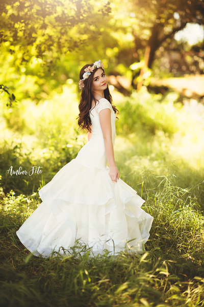 Valencia Gown • Girls Off the Shoulder Gown • Lace Gown • Couture Gown • Flower Girls Dress | by Sew Trendy