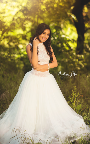 Christine Deluxe Tutu Set • Bridal Mesh Skirt and Keyhole Lace Crop • Maternity tutu • Princess Tutu • Prom Dress • Photo Prop Tutu • by Sew Trendy