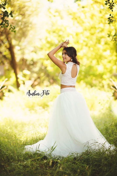 Christine Deluxe Tutu Set • Bridal Mesh Skirt and Keyhole Lace Crop • Maternity tutu • Princess Tutu • Prom Dress • Photo Prop Tutu • by Sew Trendy