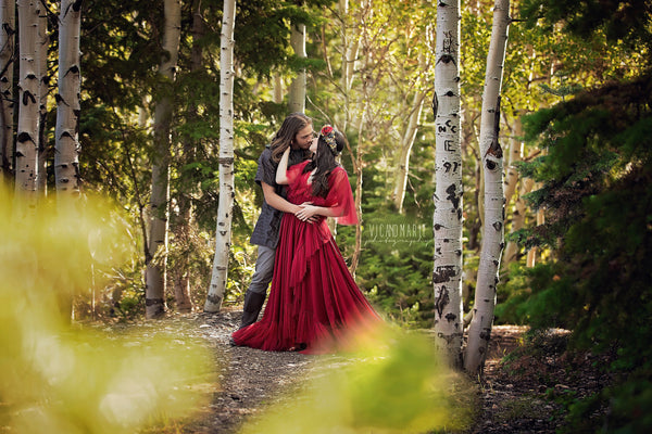 Winefred Gown • Ruffled Maternity Gown • Tulle Maternity Gown • by Sew Trendy