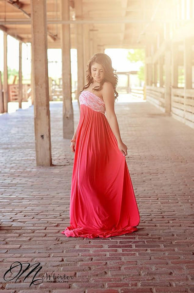 Zoie Gown • Lace Sweetheart Top Gown • Stretch Knit Pregnancy Dress • Maxi Style Maternity Gown • by Sew Trendy