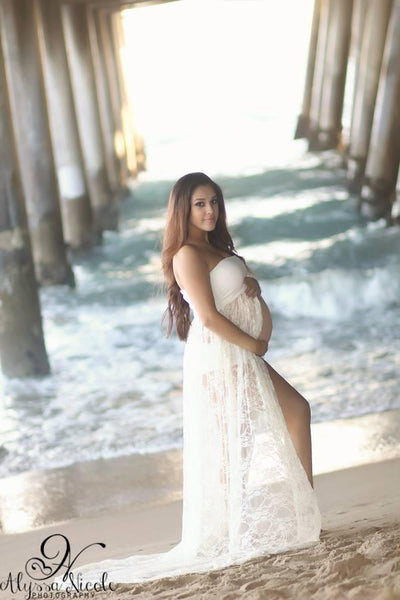 Tiffany Gown • Timeless Hand Made Lace Maternity Gown • by Sew Trendy