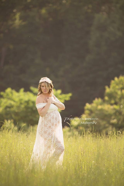 Bianca Gown • Droop Sleeve Maternity Gown • Sweetheart Maternity Gown • Lace Pregnancy Gown • Bridesmaid Dress • Senior Photo Shoot • by Sew Trendy