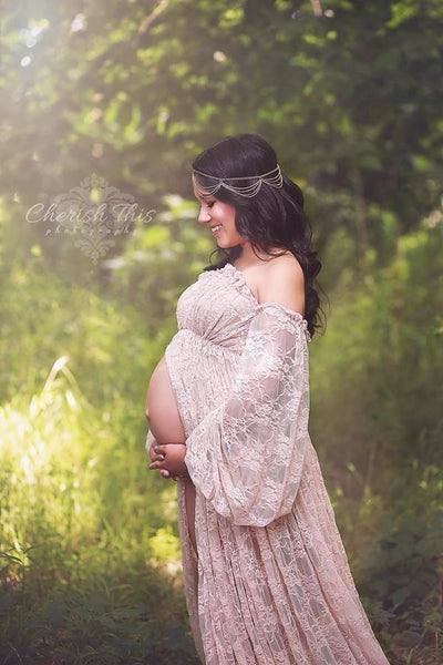 Valerie Gown • Lace Maternity Gown • Vintage Lace Dress • Maternity Lingerie Robe • Vintage Bohemian Dress • Chemise • Nightgown • Nightey • by Sew Trendy