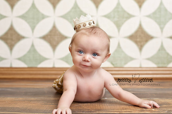Dominic Crown • Baby Burlap Crown • Button Crown • Newborn Photo Prop | Ready To Ship