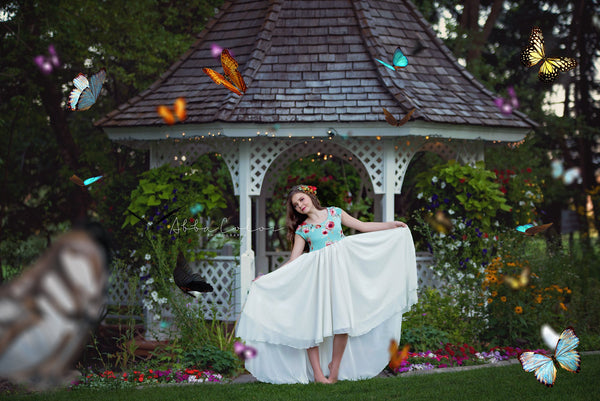 Ainsley Gown • Girls Floral Gown • Hi Low Flower Girls Dress • Girls Hi Low dress • by Sew Trendy