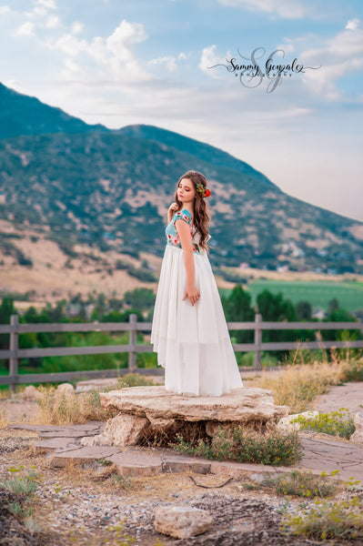 Ainsley Gown • Girls Floral Gown • Hi Low Flower Girls Dress • Girls Hi Low dress • by Sew Trendy