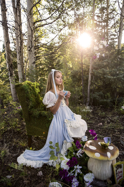 Alice Gown • Girls Vintage Style Ruffled Gown • Girls Dress and Bloomers • Girls Hi Low Dress • by Sew Trendy