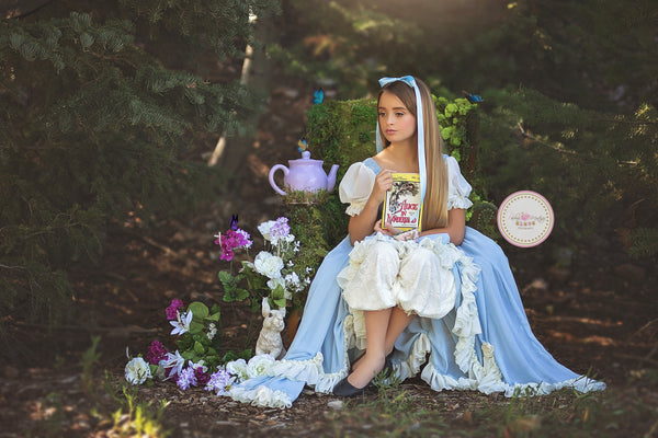 Alice Gown • Girls Vintage Style Ruffled Gown • Girls Dress and Bloomers • Girls Hi Low Dress • by Sew Trendy