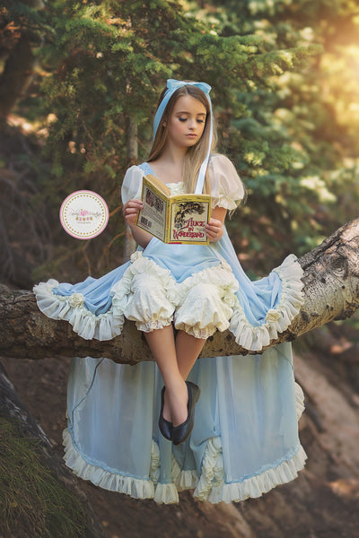 Alice Gown • Girls Vintage Style Ruffled Gown • Girls Dress and Bloomers • Girls Hi Low Dress • by Sew Trendy