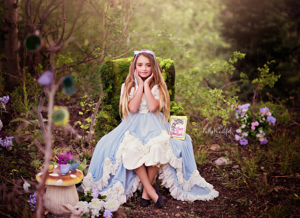 Alice Gown • Girls Vintage Style Ruffled Gown • Girls Dress and Bloomers • Girls Hi Low Dress • by Sew Trendy