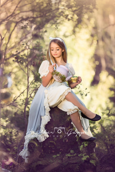 Alice Gown • Girls Vintage Style Ruffled Gown • Girls Dress and Bloomers • Girls Hi Low Dress • by Sew Trendy