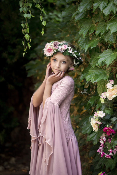 Angie Gown • Girls On the Shoulder Dress • Renaissance Style Gown • Lace and Chiffon Gown • by Sew Trendy